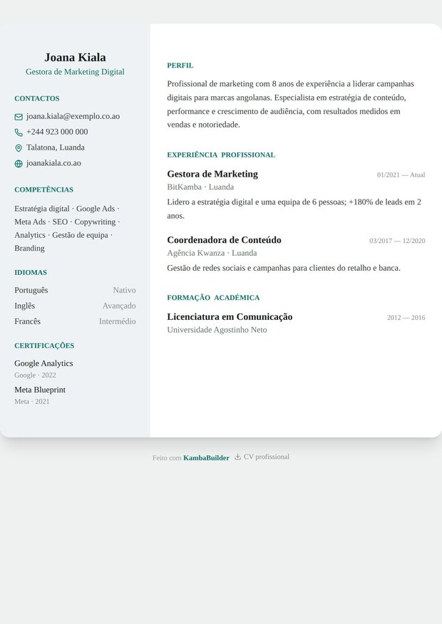 Modelo de currículo Estágio Académico