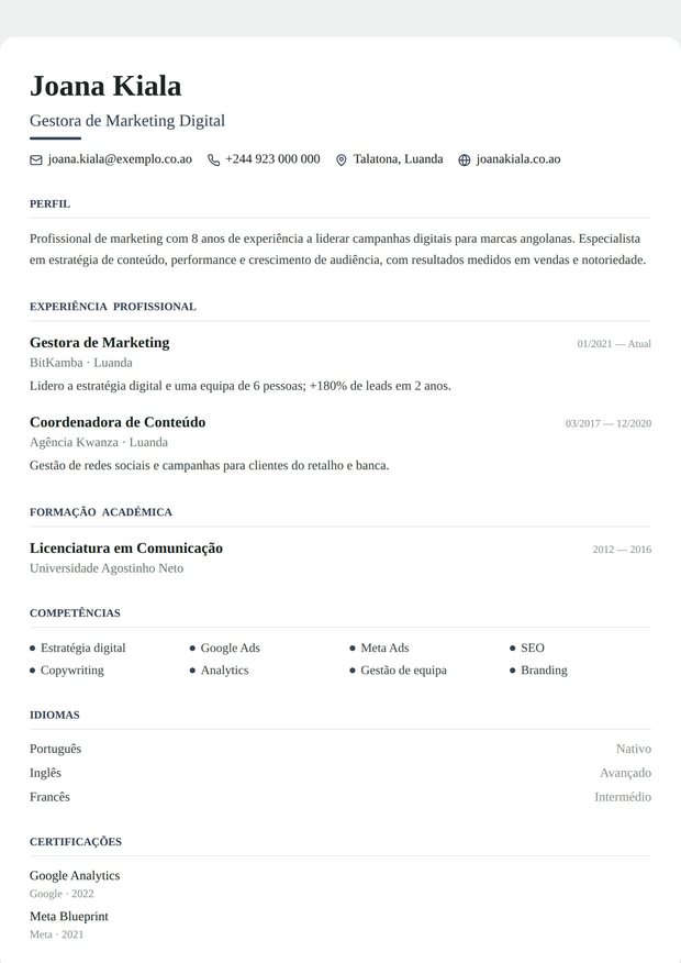 Modelo de currículo CV Científico
