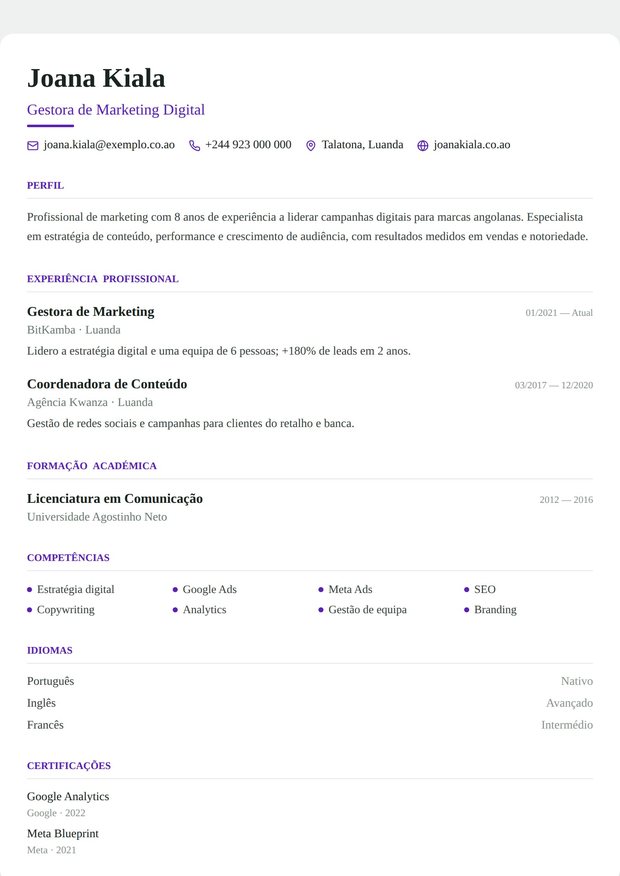 Modelo de currículo Formador