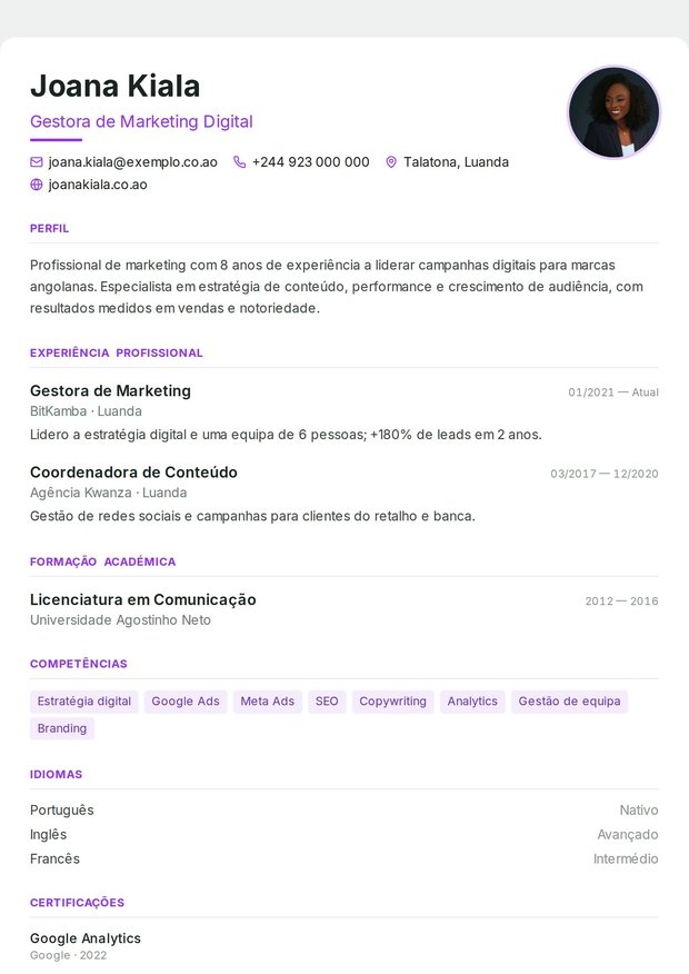 Modelo de currículo Recursos Humanos
