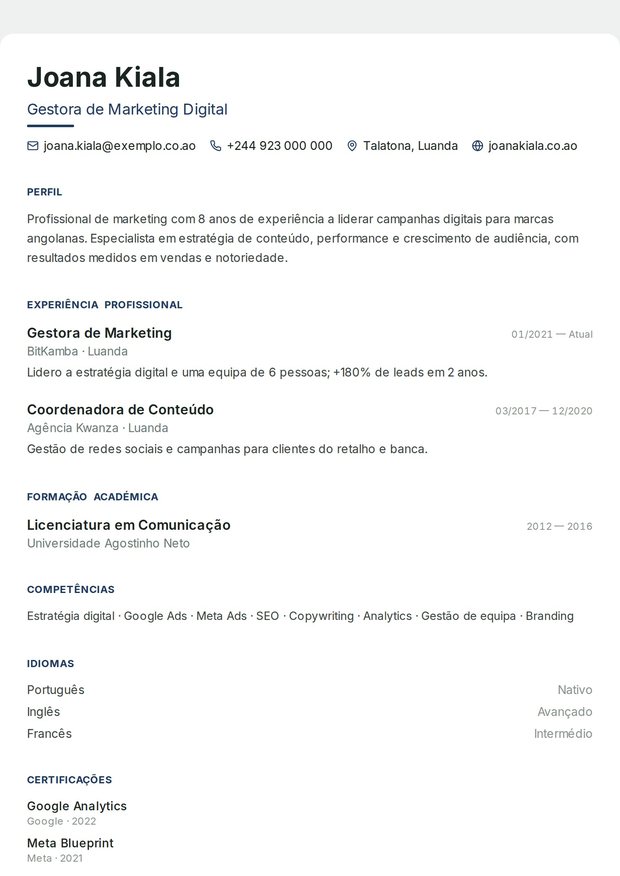 Modelo de currículo ATS Clássico