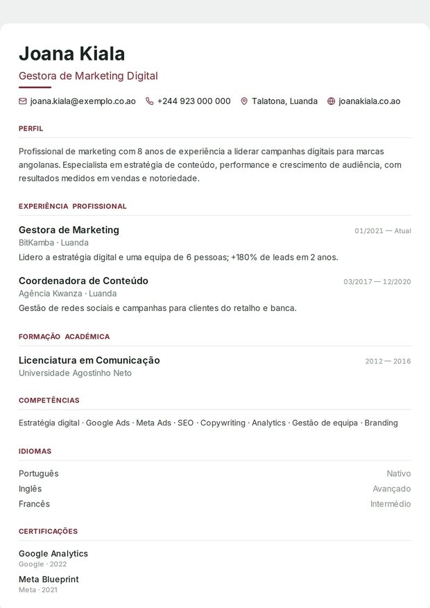 Modelo de currículo ATS Corporativo