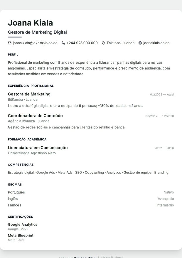 Modelo de currículo ATS Técnico Minimal