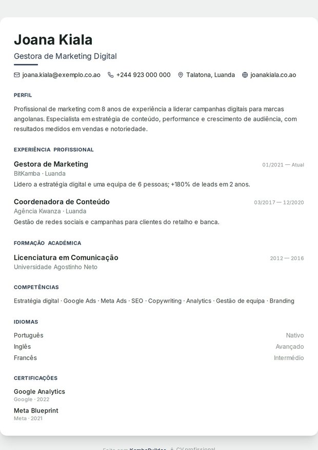 Modelo de currículo ATS Finanças