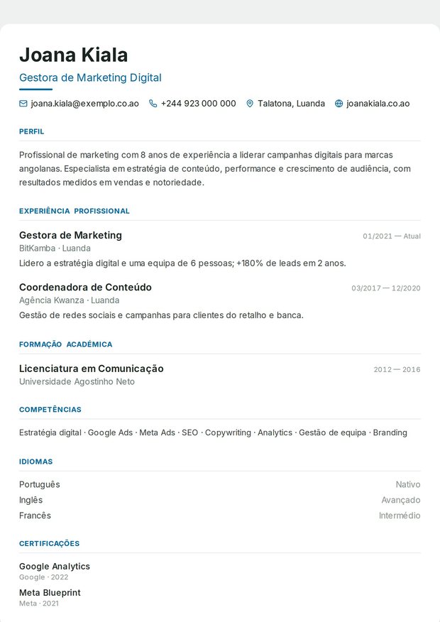 Modelo de currículo ATS Engenharia