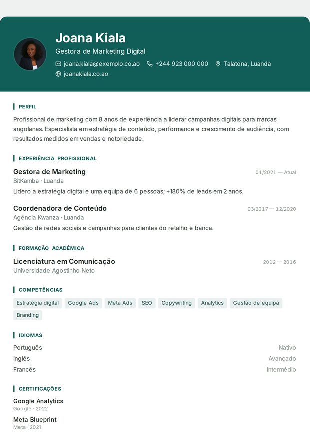 Modelo de currículo Criador de Conteúdo