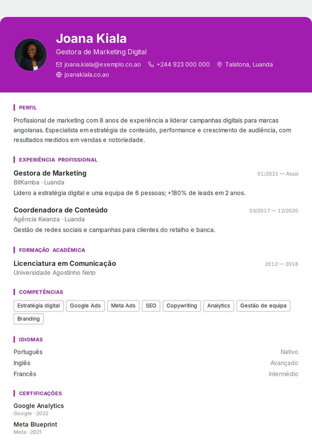 Modelo de currículo Motion Designer