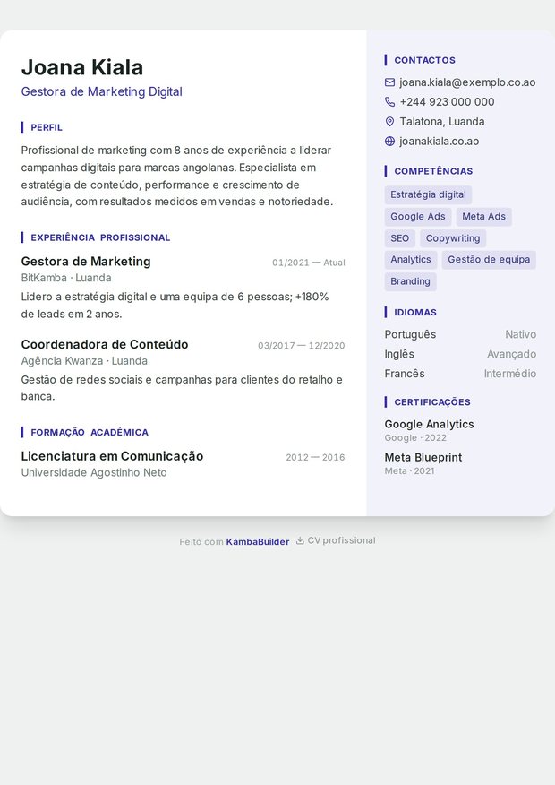 Modelo de currículo Índigo