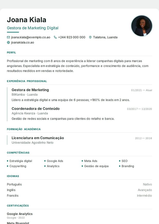 Modelo de currículo Engenharia Informática