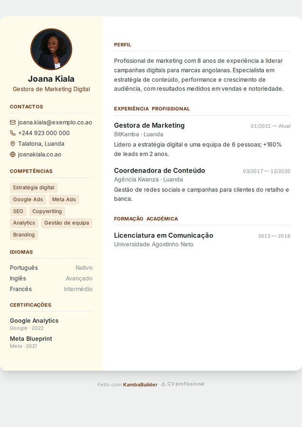 Modelo de currículo Petróleo & Gás