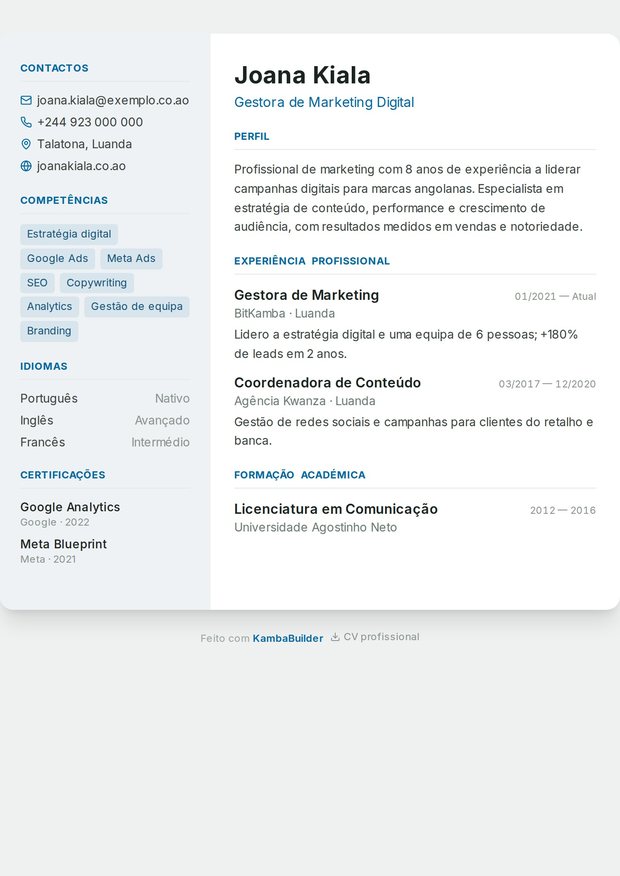 Modelo de currículo Eletrotecnia & Energia