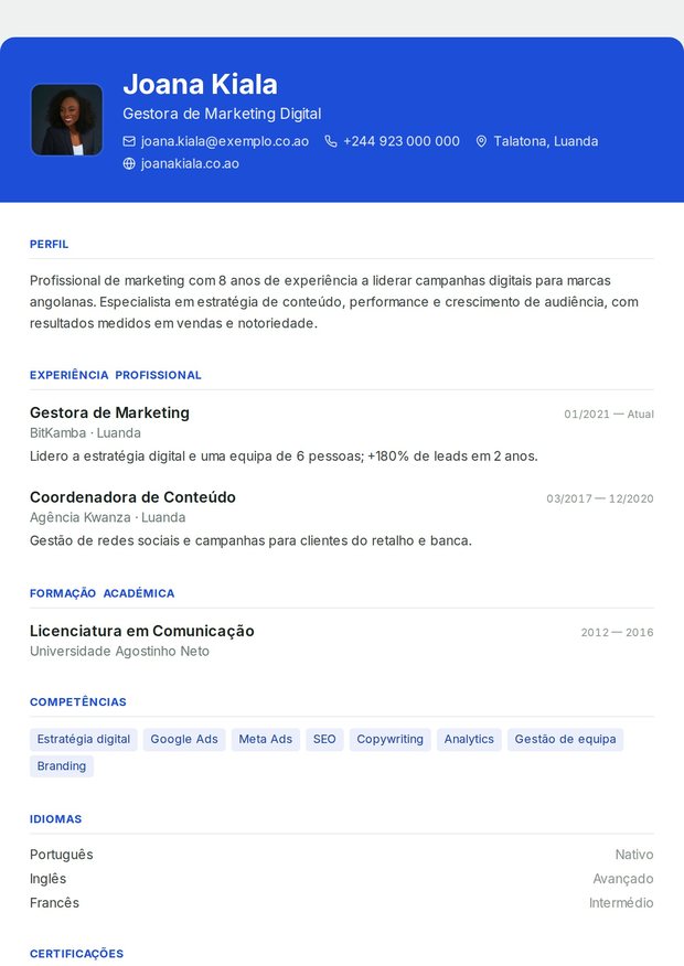 Modelo de currículo Euro Azul