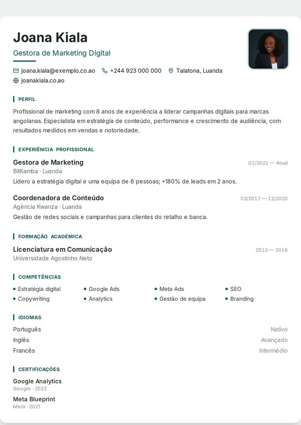 Modelo de currículo Euro Sénior