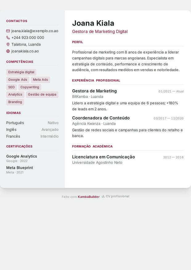 Modelo de currículo Euro Jovem