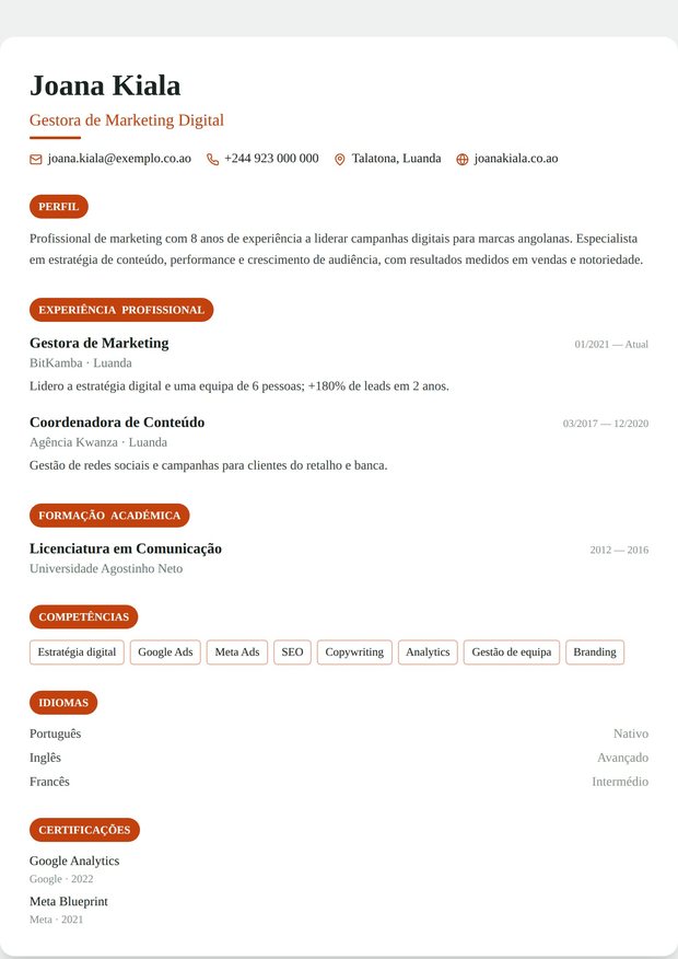 Modelo de currículo Executivo Marinho