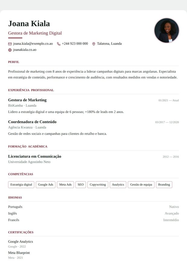 Modelo de currículo Liderança