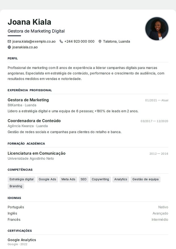 Modelo de currículo Gestor de Projeto