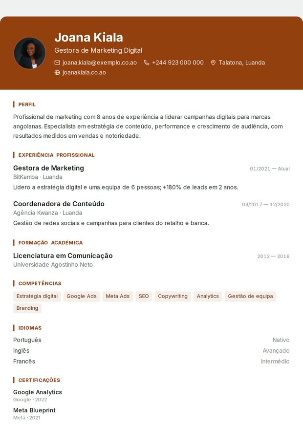 Modelo de currículo Obra & Terreno