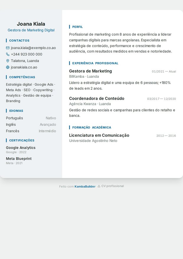 Modelo de currículo Lusófono