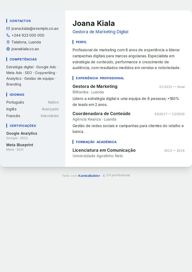 Modelo de currículo Corporativo Português