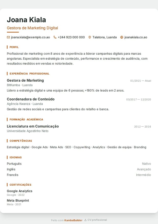 Modelo de currículo Freelancer Global