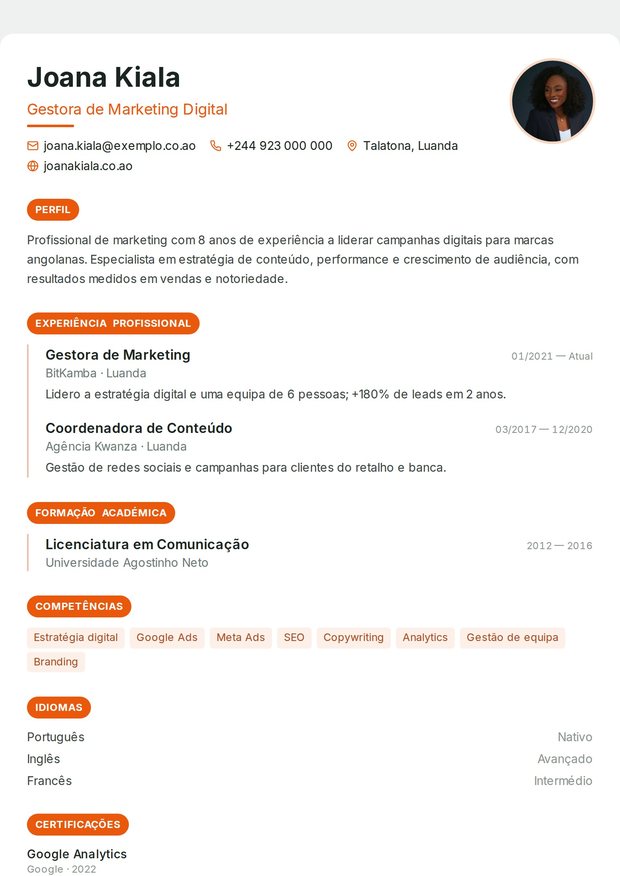 Modelo de currículo Growth & Performance
