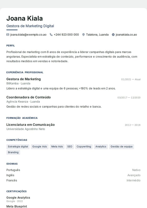 Modelo de currículo Comercial