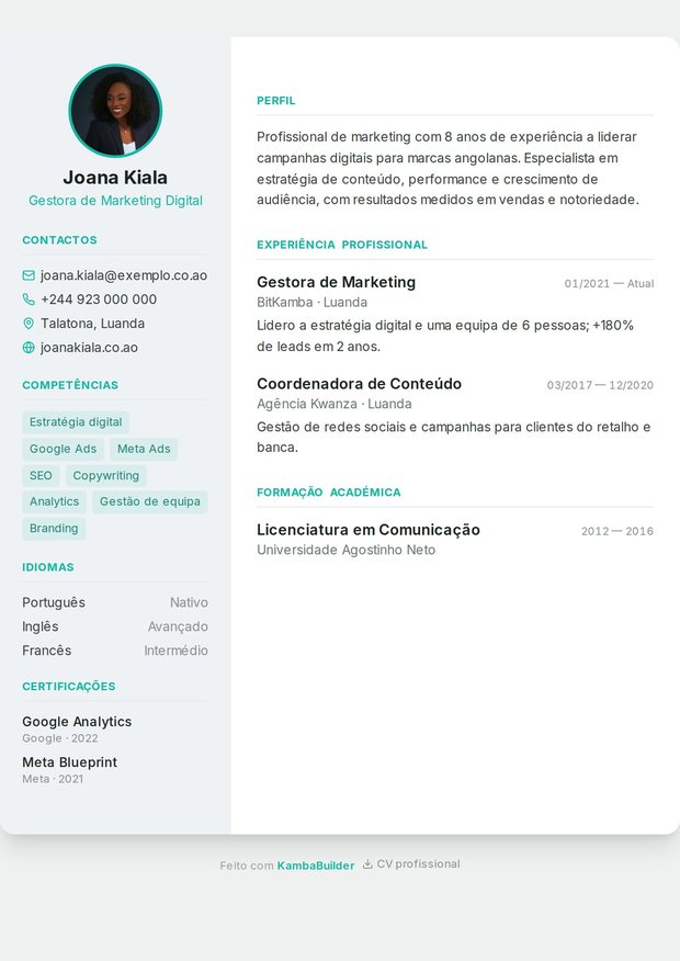 Modelo de currículo Apoio ao Cliente