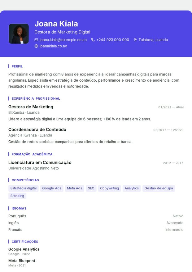 Modelo de currículo Recursos Humanos