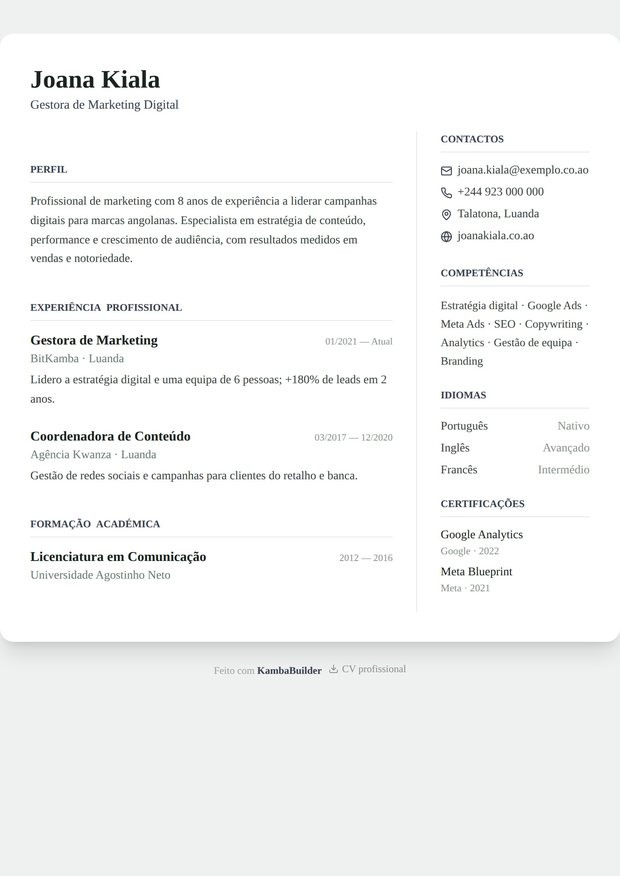 Modelo de currículo Gazeta