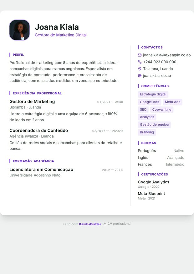 Modelo de currículo Violeta
