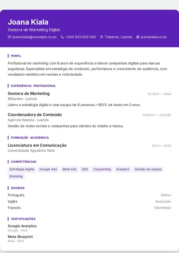 Modelo de currículo Frontend