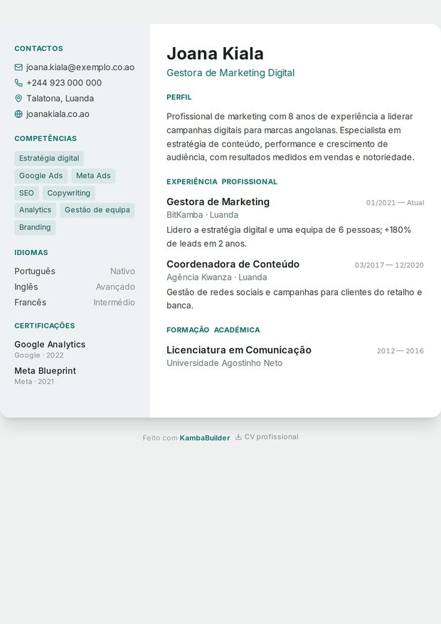 Modelo de currículo Mobile