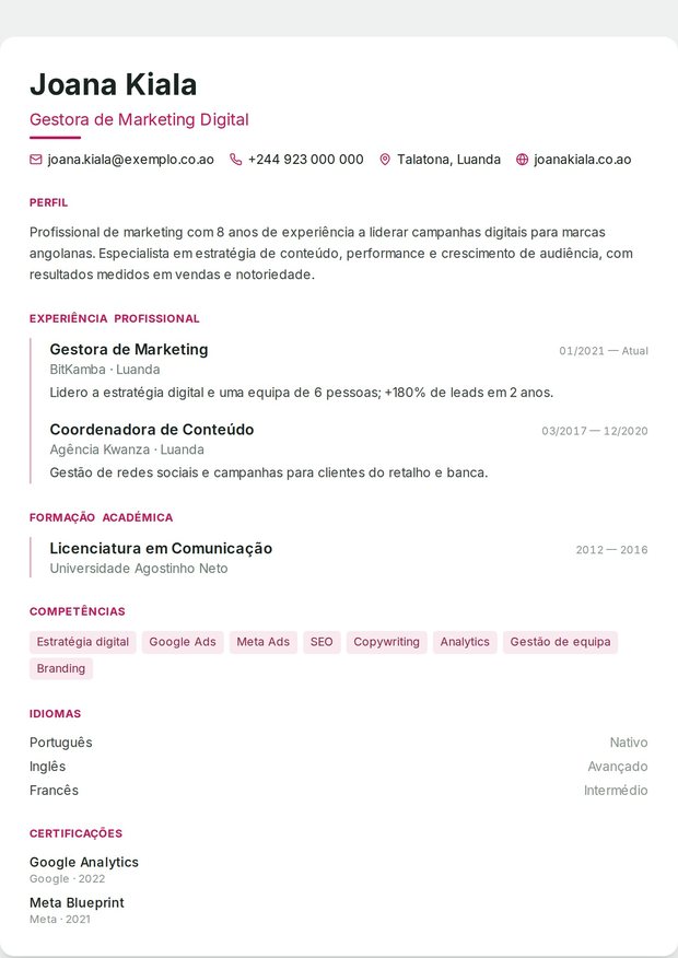 Modelo de currículo Cibersegurança