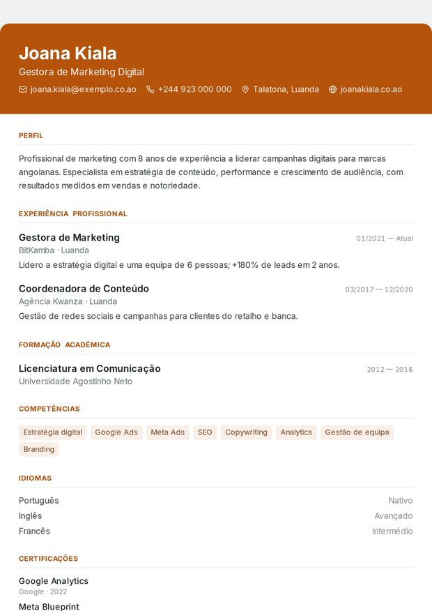 Modelo de currículo Suporte TI