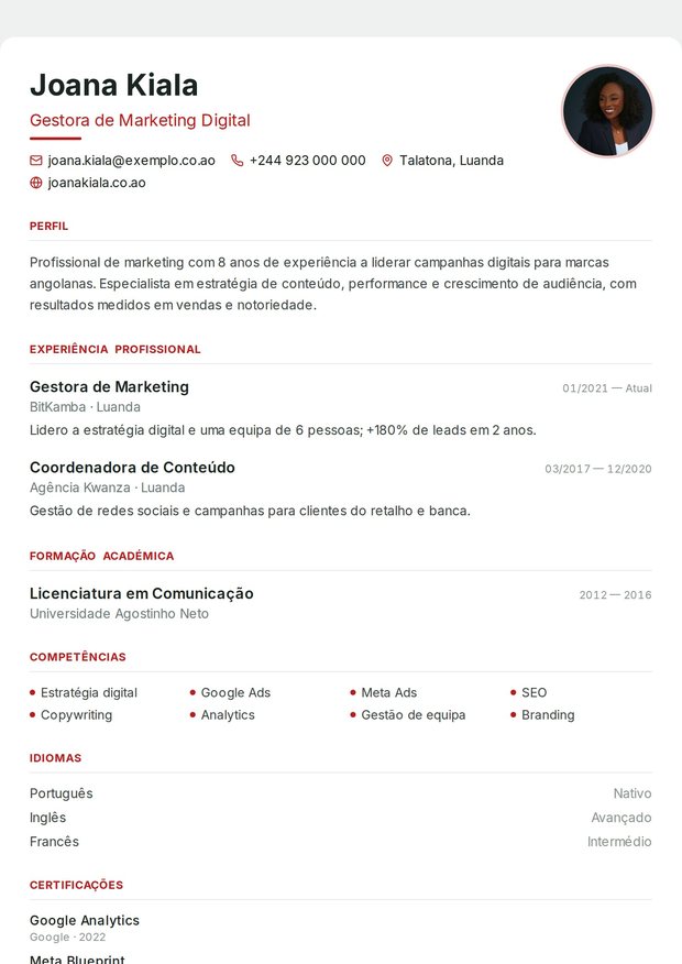 Modelo de currículo Comercial de Terreno