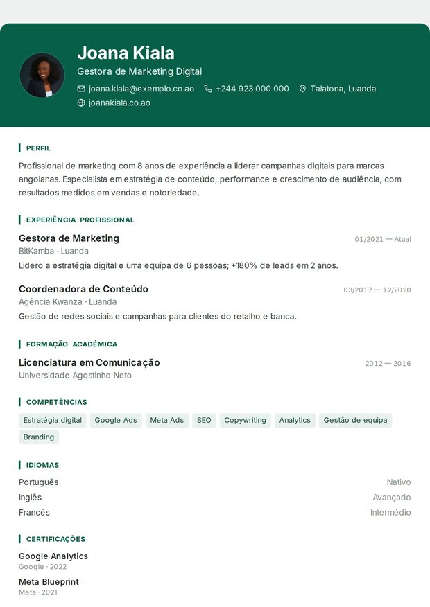Modelo de currículo Vendas B2B