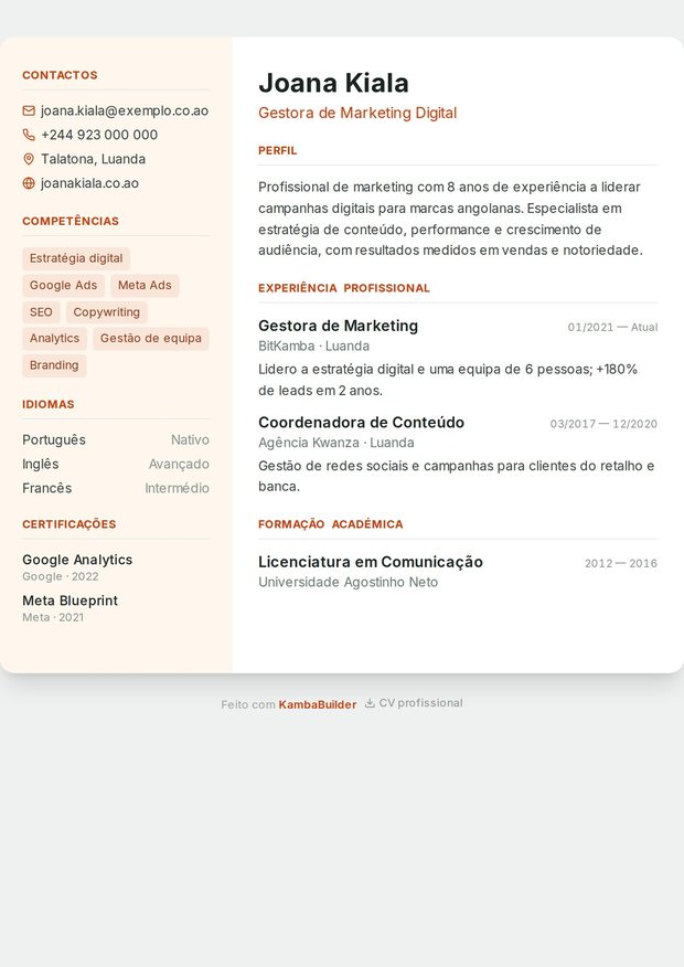 Modelo de currículo Retalho & Loja