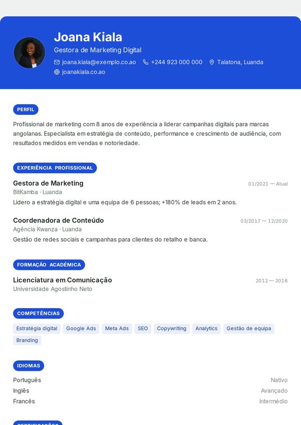 Modelo de currículo Primeiro Emprego